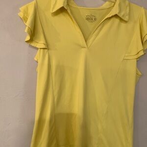 Lilly Pulitzer Yellow V-Neck Ruffle Sleeve Top